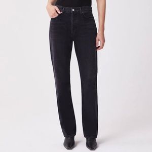 agolde mid rise full length straight jeans in haywire